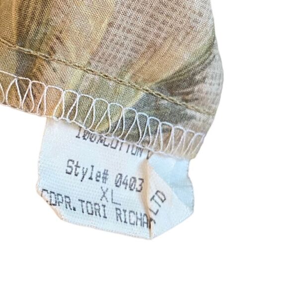 Harley Davidson Tori Richards XL Rare Beige Tropical Motorcycle Palm Print Shirt - Picture 9 of 9